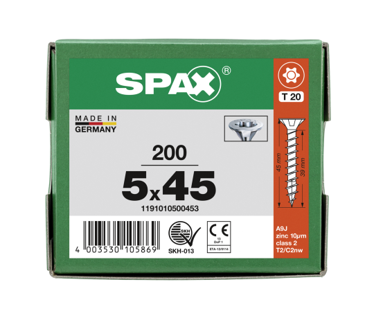 SPAX Senkkopf T-STAR plus - Vollgewinde WIROX A3J  T20  -  5x45  -  200 Stk