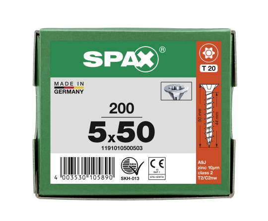 SPAX Senkkopf T-STAR plus - Vollgewinde WIROX A3J  T20  -  5x50  -  200 Stk