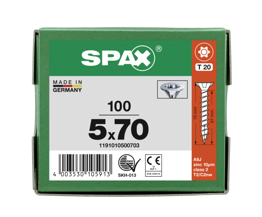 SPAX Senkkopf T-STAR plus - Vollgewinde WIROX A3J  T20  -  5x70  -  100 Stk