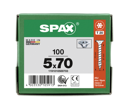 SPAX Senkkopf T-STAR plus - Vollgewinde WIROX A3J  T20  -  5x70  -  100 Stk