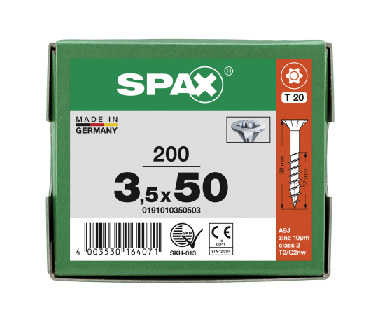 SPAX Senkkopf T-STAR plus - Teilgewinde WIROX A3J  T20  -  3,5x50  -  200 Stk