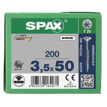 SPAX Senkkopf T-STAR plus - Teilgewinde WIROX A3J  T20  -  3,5x50  -  200 Stk