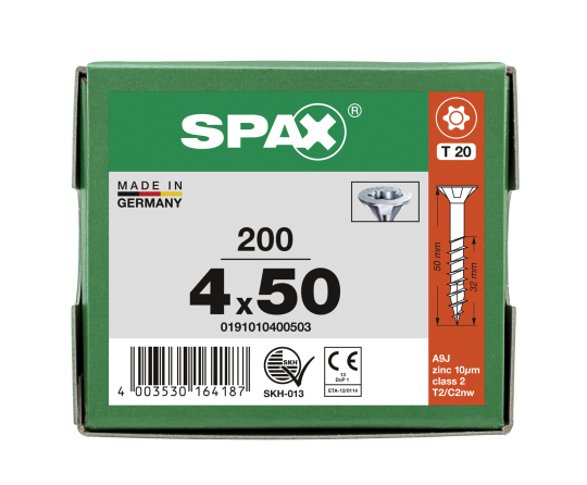 SPAX Senkkopf T-STAR plus - Teilgewinde WIROX A3J  T20  -  4x50  -  200 Stk