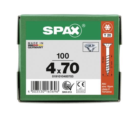 SPAX Senkkopf T-STAR plus - Teilgewinde WIROX A3J  T20  -  4x70  -  100 Stk