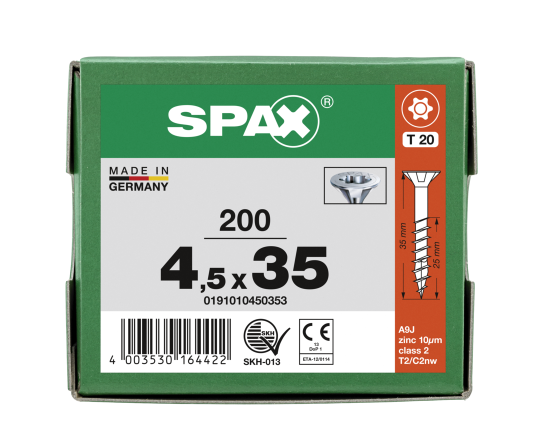 SPAX Senkkopf T-STAR plus - Teilgewinde WIROX A3J  T20  -  4,5x35  -  200 Stk