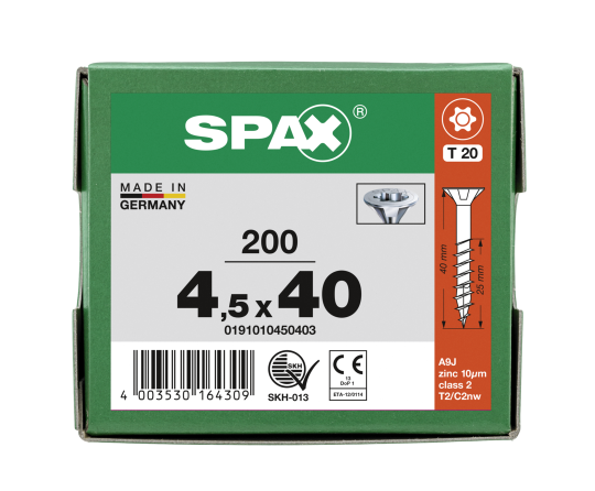SPAX Senkkopf T-STAR plus - Teilgewinde WIROX A3J  T20  -  4,5x40  -  200 Stk