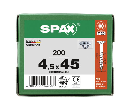 SPAX Senkkopf T-STAR plus - Teilgewinde WIROX A3J  T20  -  4,5x45  -  200 Stk