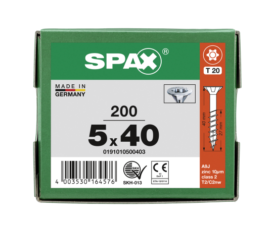 SPAX Senkkopf T-STAR plus - Teilgewinde WIROX A3J  T20  -  5x40  -  200 Stk