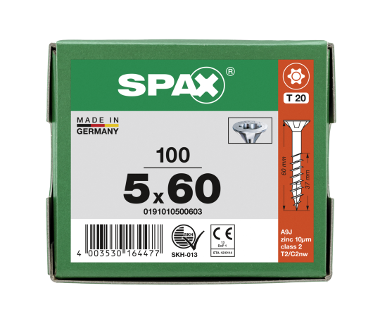 SPAX Senkkopf T-STAR plus - Teilgewinde WIROX A3J  T20  -  5x60  -  100 Stk