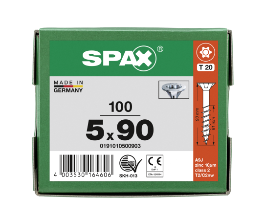 SPAX Senkkopf T-STAR plus - Teilgewinde WIROX A3J  T20  -  5x90  -  100 Stk