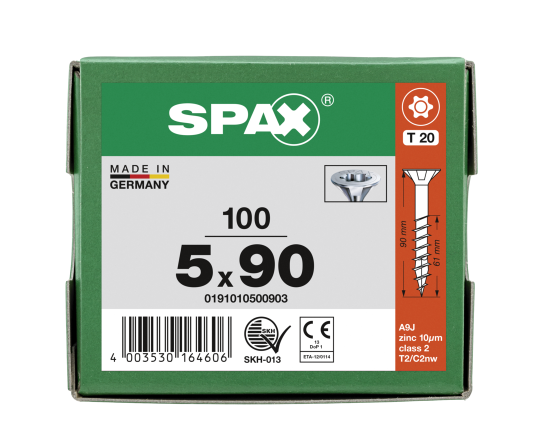 SPAX Senkkopf T-STAR plus - Teilgewinde WIROX A3J  T20  -  5x90  -  100 Stk