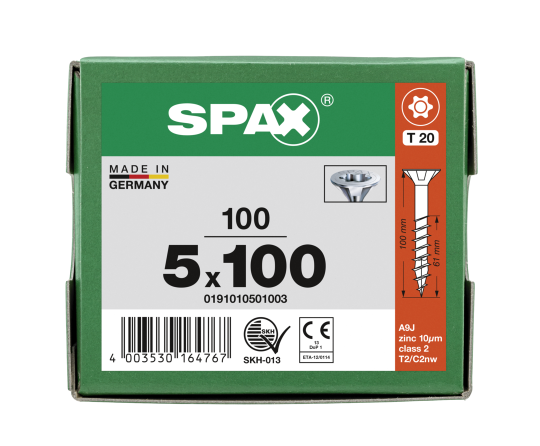 SPAX Senkkopf T-STAR plus - Teilgewinde WIROX A3J  T20  -  5x100  -  100 Stk
