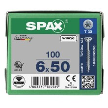 SPAX Senkkopf T-STAR plus - Teilgewinde WIROX A3J  T30  -  6x50  -  100 Stk