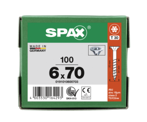 SPAX Senkkopf T-STAR plus - Teilgewinde WIROX A3J  T30  -  6x70  -  100 Stk