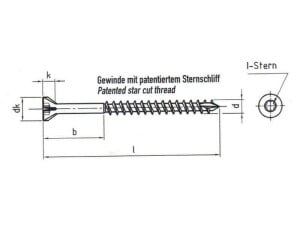 JD Plus Dielenschrauben Senkkopf mit Fräsrippen und I-Stern - gleitbeschichtet galv. verzinkt gelb chro.  T15 - 4 x 70 - 200 Stk