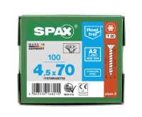 SPAX Senkkopf T-STAR plus - Vollgewinde Edelstahl rostfrei A2 1.4567      T20  -  4,5x70  -  100 Stk