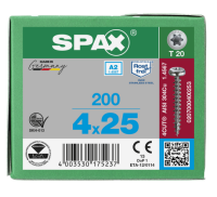 SPAX Halbrundkopf T-STAR plus 4CUT Vollgewinde Edelstahl rostfrei A2 1.4567 - 4x25 - 200 Stk