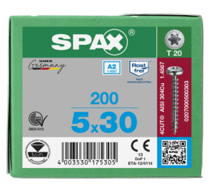 SPAX Halbrundkopf T-STAR plus 4CUT Vollgewinde Edelstahl...