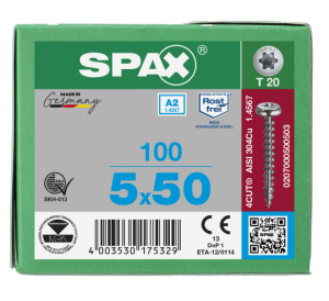 SPAX Halbrundkopf T-STAR plus 4CUT Vollgewinde Edelstahl...