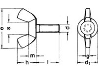 Flügelschraube amerik. Form DIN 316 M 4x12  Edelstahl rostfrei A2   100 Stk