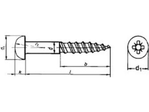 Holzschraube mit Halbrundkopf, Kreuzschlitz Z (Pozidriv) DIN 7996 6 X 70 A2 Edelstahl rostfrei  100 Stk