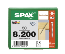 SPAX Senkkopf 8 mm T-STAR plus - Vollgewinde WIROX A3J  T40  -  8x200  -  50 Stk