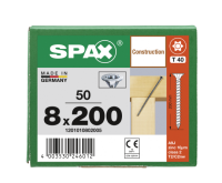 SPAX Senkkopf 8 mm T-STAR plus - Vollgewinde WIROX A3J  T40  -  8x200  -  50 Stk