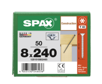 SPAX Senkkopf 8 mm T-STAR plus - Vollgewinde WIROX A3J  T40  -  8x240  -  50 Stk