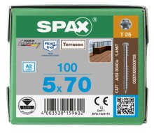 SPAX Terrassenschraube T-STAR plus CUT Fixiergewinde Edelstahl  A2 1.4567  5x70 - 100 Stk