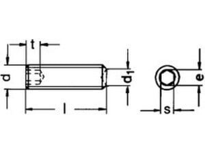 Gewindestifte Innen6kt Ringschn.DIN 916 M 2x5 A2 Edelstahl rostfrei  200 Stk