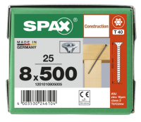 SPAX Senkkopf 8 mm T-STAR plus - Vollgewinde WIROX A3J  T40  -  8x500  -  25 Stk