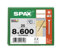 SPAX Senkkopf 8 mm T-STAR plus - Vollgewinde WIROX A3J  T40  -  8x600  -  25 Stk