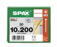 SPAX Senkkopf 10 mm T-STAR plus - Vollgewinde WIROX A3J  T50  -  10x200  -  50 Stk