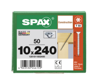 SPAX Senkkopf 10 mm T-STAR plus - Vollgewinde WIROX A3J  T50  -  10x240  -  50 Stk