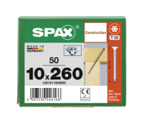 SPAX Senkkopf 10 mm T-STAR plus - Vollgewinde WIROX A3J  T50  -  10x260  -  50 Stk