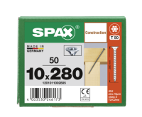 SPAX Senkkopf 10 mm T-STAR plus - Vollgewinde WIROX A3J  T50  -  10x280  -  50 Stk