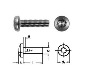 Linsenkopfschraube DIN 7985 Edelstahl rostfrei A4  M 4X12  TX20  1000 Stk