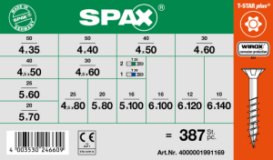 SPAX Sortiment Koffer groß 387 tlg. - Senkkopf...