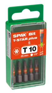 SPAX-BIT für T-STAR plus mit Kraftangriff T10 25mm - 5 Stk