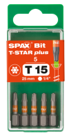 SPAX-BIT für T-STAR plus mit Kraftangriff T15 25mm - 5 Stk