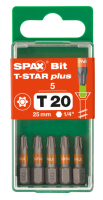 SPAX-BIT für T-STAR plus mit Kraftangriff T20 25mm - 5 Stk