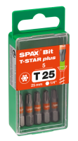 SPAX-BIT für T-STAR plus mit Kraftangriff T25 25mm - 5 Stk