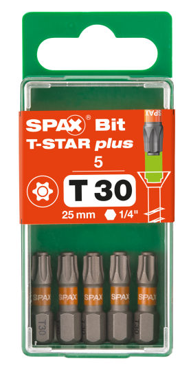 SPAX-BIT für T-STAR plus mit Kraftangriff T30 25mm - 5 Stk