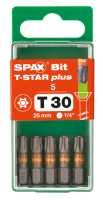 SPAX-BIT für T-STAR plus mit Kraftangriff T30 25mm - 5 Stk