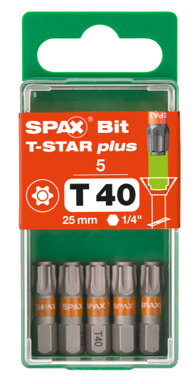 SPAX-BIT für T-STAR plus mit Kraftangriff T40 25mm - 5 Stk