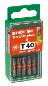 SPAX-BIT für T-STAR plus mit Kraftangriff T40 25mm - 5 Stk