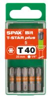 SPAX-BIT für T-STAR plus mit Kraftangriff T40 25mm - 5 Stk