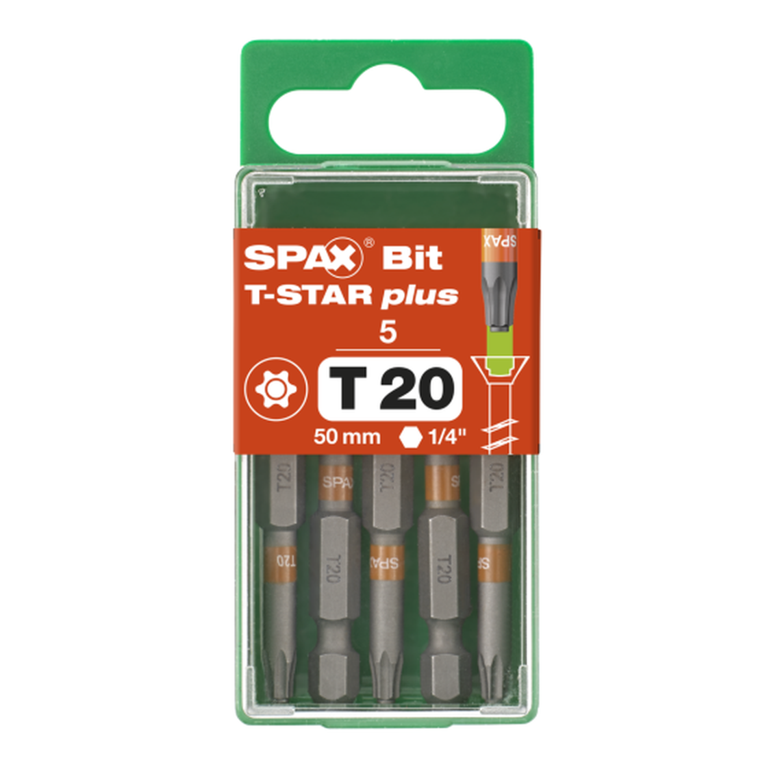 SPAX-BIT für T-STAR plus mit Kraftangriff T20 50mm - 5 Stk