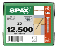 SPAX Senkkopf 12 mm T-STAR plus - Vollgewinde WIROX A3J  T50  -  12x500  -  25 Stk