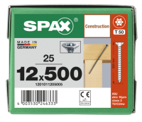 SPAX Senkkopf 12 mm T-STAR plus - Vollgewinde WIROX A3J  T50  -  12x500  -  25 Stk